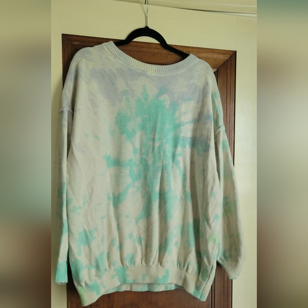 Tie-Dye Sweater in Cream and Green Purple